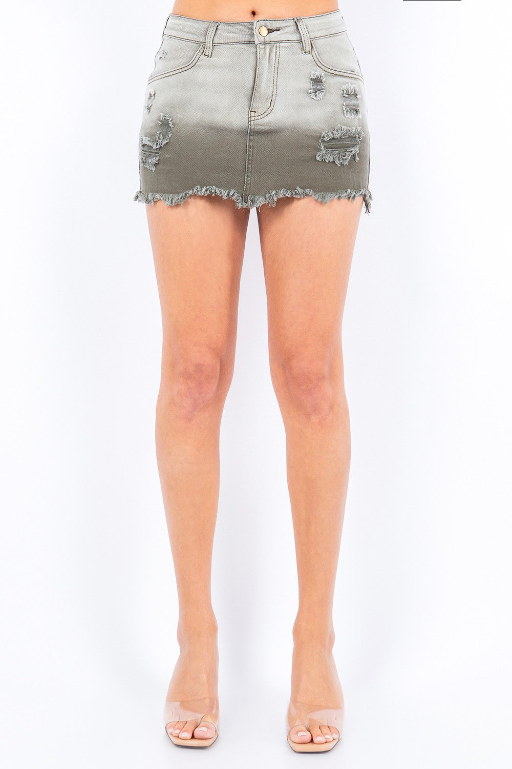 DISTRESSED OMBRE WASHED MINI SKIRTS